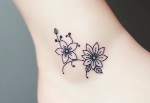 Hexagon Leo larkspur and water lilies tattoo idea