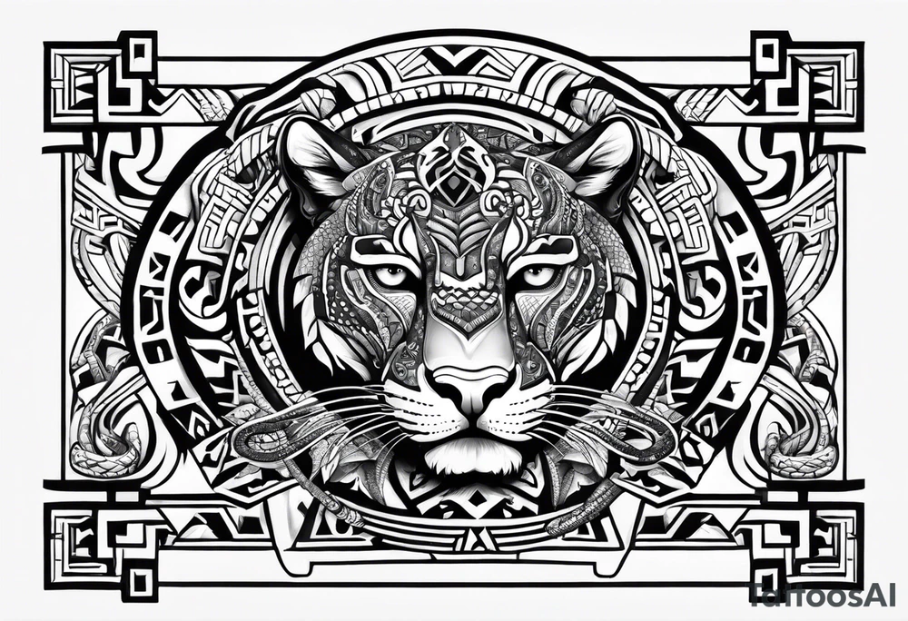 aztec black jaguar with snake tattoo idea