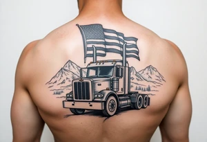 Masculin, American flag, country, mountains, wildlife, nature, racing , father of 4 trucks blue collar tattoo idea