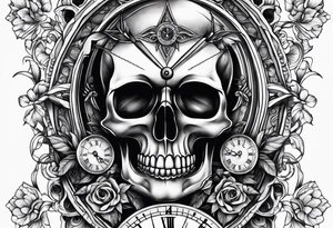 Momento mori tatoo with Italian style clock tattoo idea