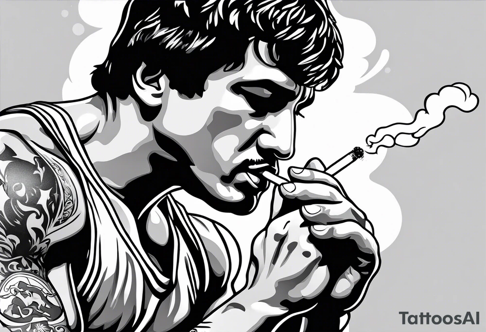 rocky balboa smoking cigarette tattoo idea