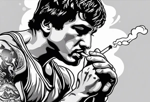 rocky balboa smoking cigarette tattoo idea