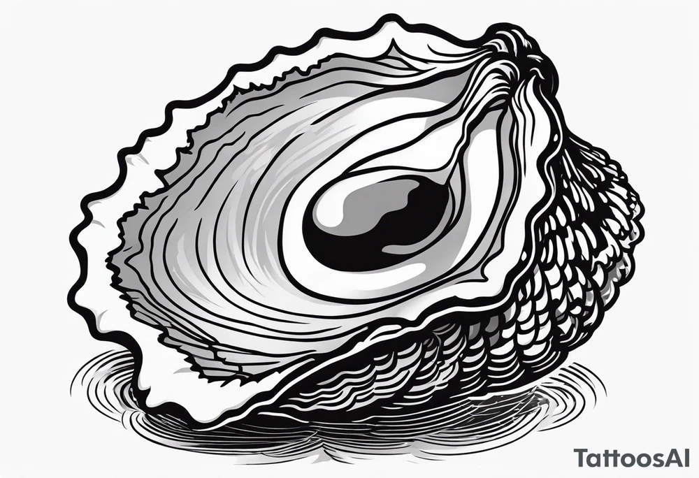 single oyster with minimal detail tattoo idea