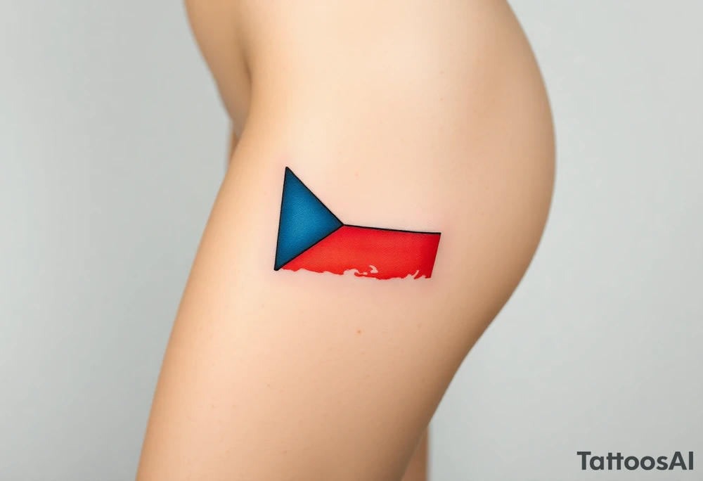 A minimalist Czech flag outline, with the blue triangle subtly blending into the red and white stripes tattoo idea