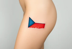 A minimalist Czech flag outline, with the blue triangle subtly blending into the red and white stripes tattoo idea