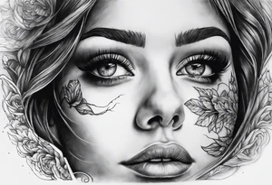 dead girl face ,with eye reflection.
piano reflection tattoo idea