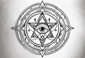 Can you combine a Hamsa with a third eye, a compass, tree of life, Jewish star and AA symbol into a delicate design tattoo idea