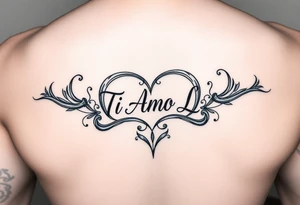 I want (Ti Amo L)in a small heart shape to fit on my ribs feminine tattoo idea