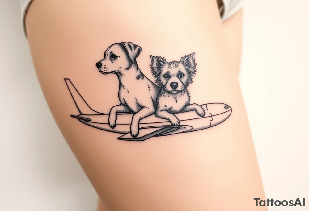 two dogs on an airplane tattoo idea