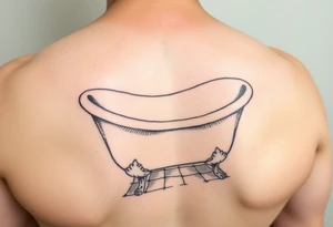 clawfoot bathtub with visible bathroom floor and light on the floor tattoo idea