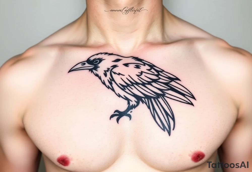 linear abstract raven tattoo idea