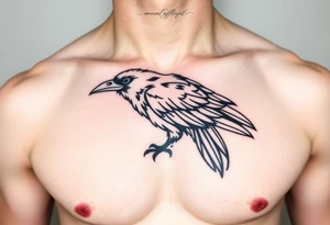 linear abstract raven tattoo idea