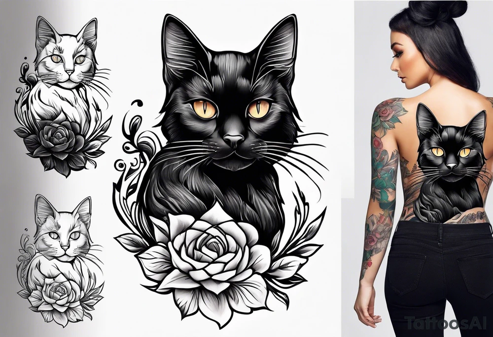 Black cat inside arm tattoo idea