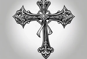 Small cross with a sword tattoo idea