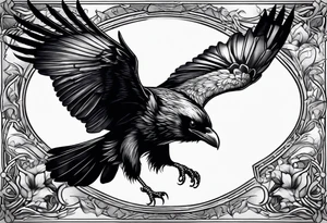 A flying raven chest tattoo tattoo idea