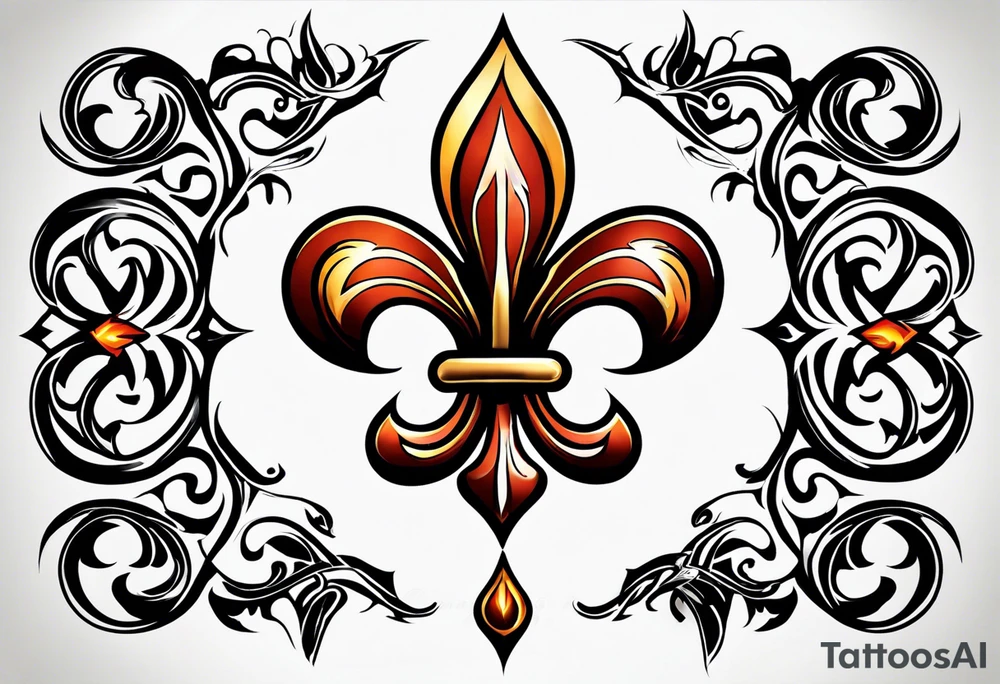 Fleur de lys celtique en flamme tattoo idea