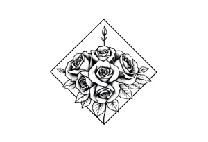 Small Roses filing the inside of an elongated diamond shape tattoo idea