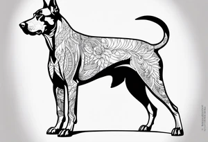 doberman full body minimalistic tattoo idea