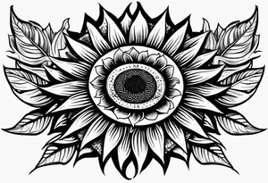 A Sunflower with the letters KJMG on the stern tattoo idea