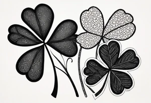 simple leaf and clover with stippled shading tattoo idea