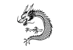 Beautiful asian dragon in the shape of an ouroboros eating its own tail tattoo idea