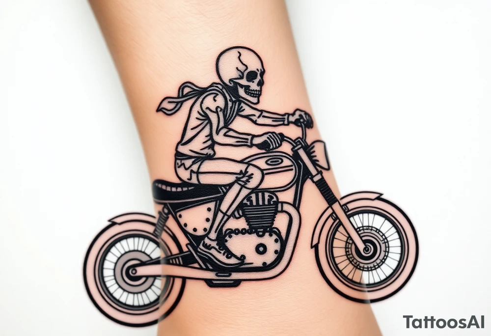 day of the dead skull riding a Triumph motorcycle tattoo idea