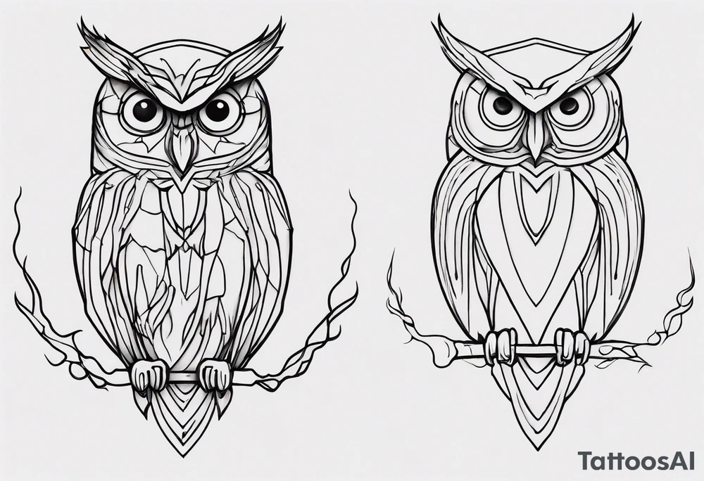 one line tattoo of a owl tattoo idea