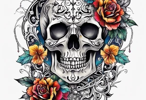 Skeletons and Flowers tattoo idea