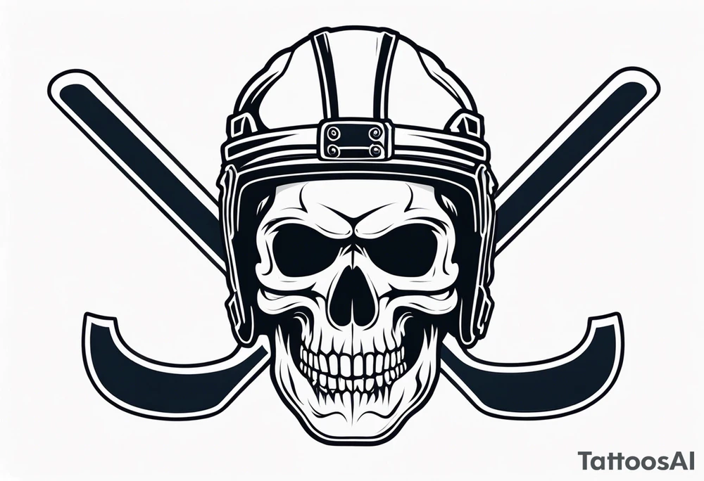 hockey skull with helmet tattoo idea