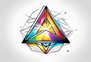 triangle prism glass dispersing a photon into colorfull rays tattoo idea