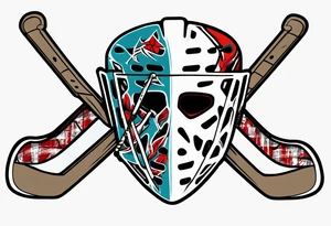 a goalie mask and crossed hockey sticks that says "SHOT HOCKEY" tattoo idea
