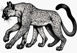 Two black pumas walking past each other and looking at each other tattoo idea