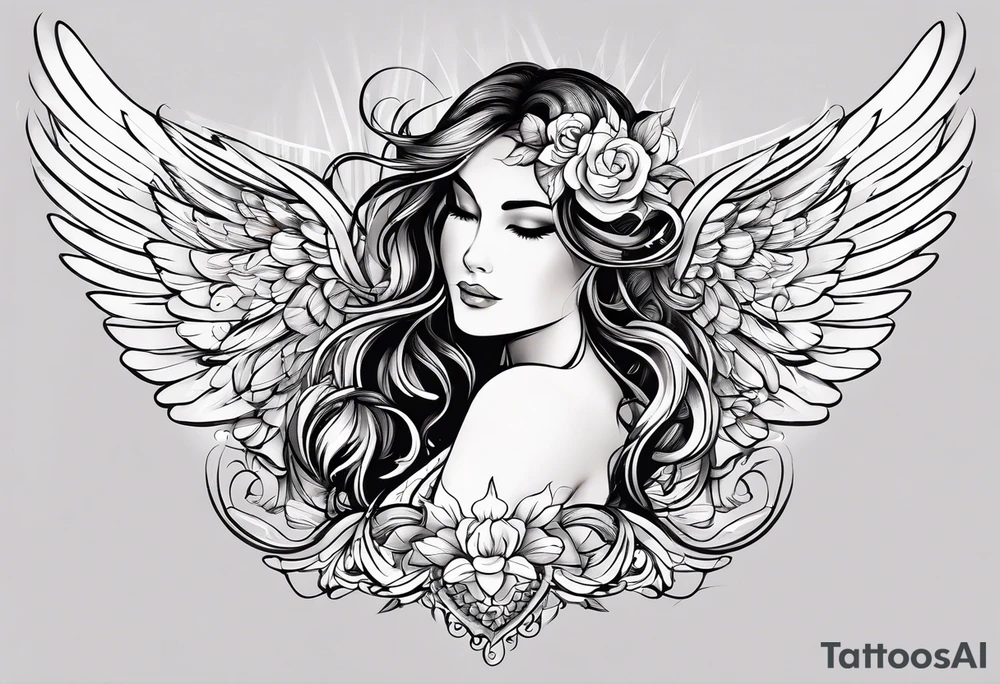 a clipart angel with "my sweet angel" written underneath it tattoo idea