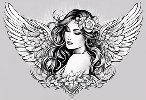 a clipart angel with "my sweet angel" written underneath it tattoo idea