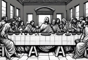 Last supper but everyone is a Skelton tattoo idea