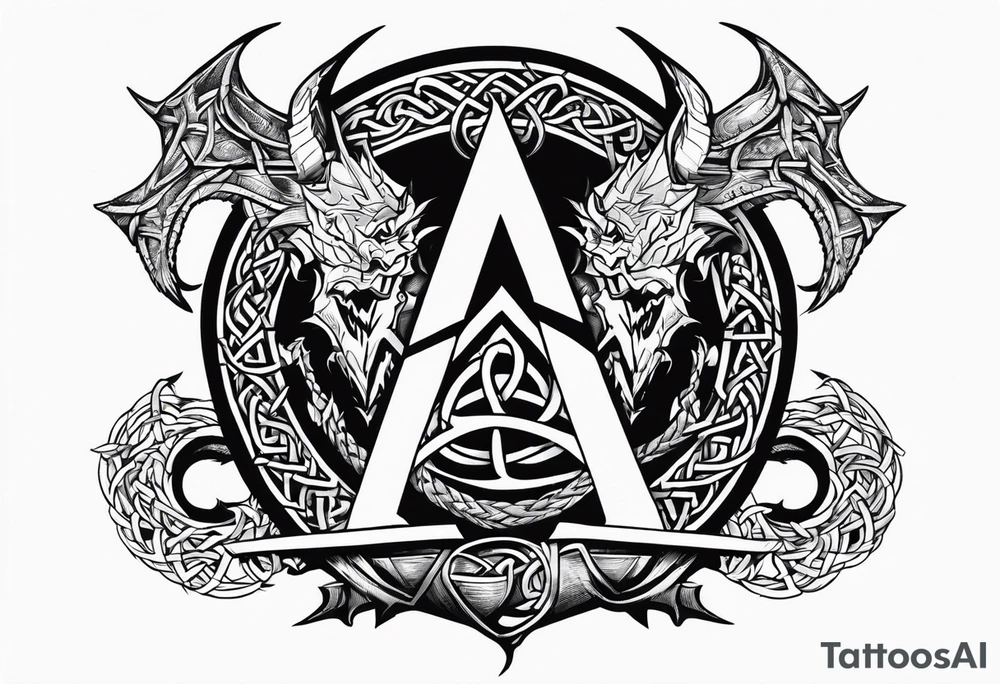 Valhalla sword shield dragon axe Valknut barbed wire
steps tattoo idea Valhalla sword shield dragon axe Valknut barbed wire
steps tattoo idea