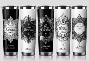 Christmas 2024 personalized name banner on a 20 oz tumbler minimalist snowflake motif tattoo idea