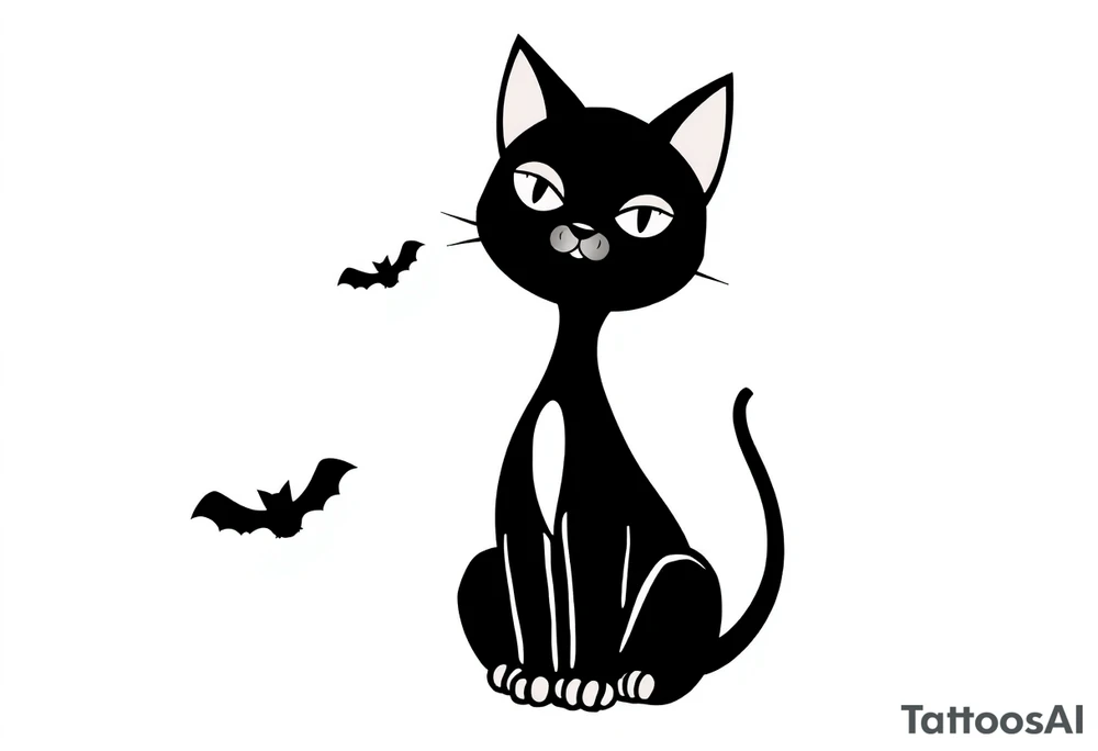 Halloween black cat tattoo idea