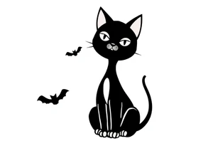 Halloween black cat tattoo idea