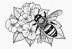 Hydrangea flower with a small bee tattoo idea