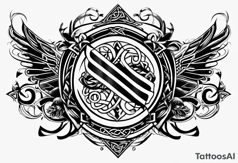Cheers Mate text, armband +Celtic +Cancer Ribbon +tribal +artistic tattoo idea