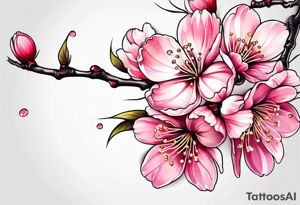 cherry blossom flower design tattoo idea