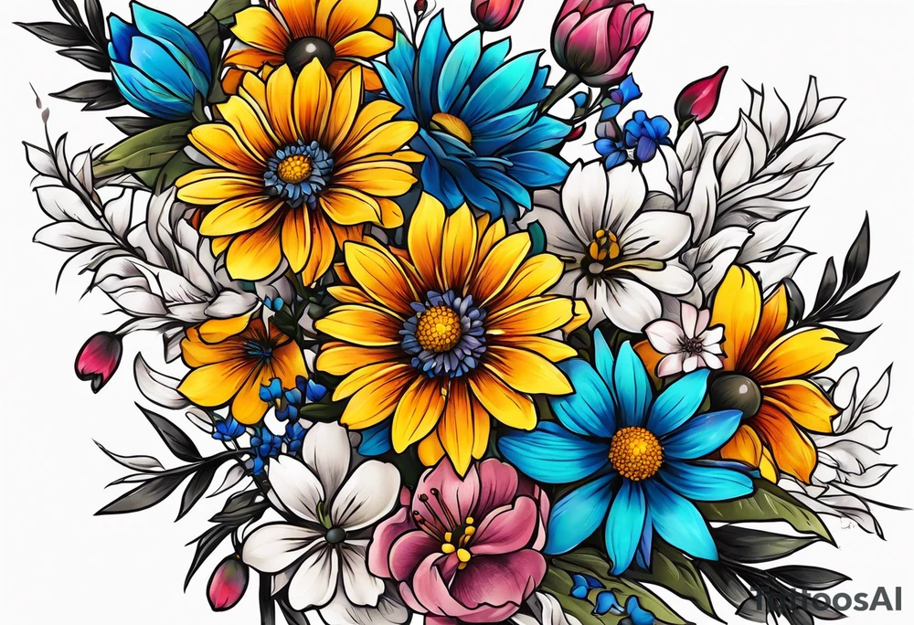 wildflower bouquet tattoo idea
