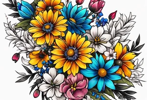 wildflower bouquet tattoo idea