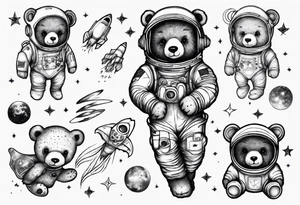 Teddy bear astronaut Lily galaxy tattoo idea