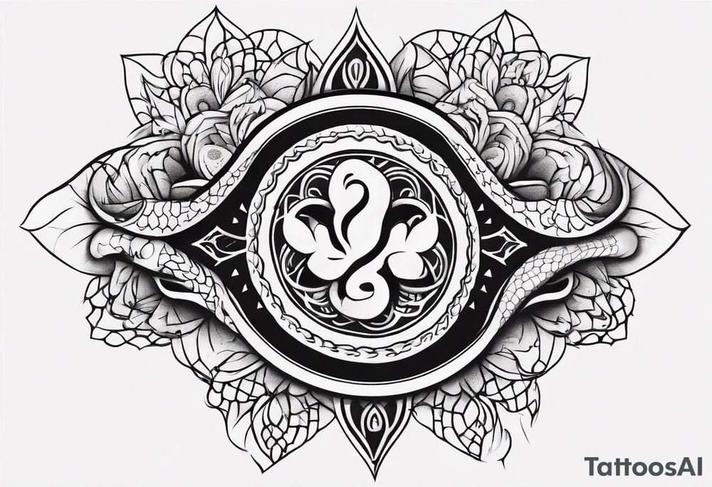 simple Snake with mandala pattern as skin tattoo idea
