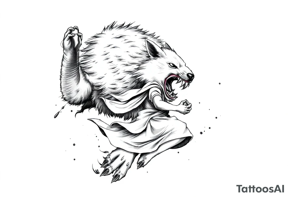 Big bad wolf chasing little red riding hood tattoo idea