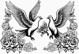 Angel and deamon fighting roses doves tattoo idea