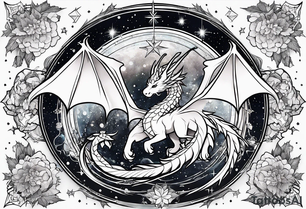 Constellation, wing , snow , cross , dragon japan kawaii tattoo idea
