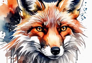 Watercolor fox tattoo idea